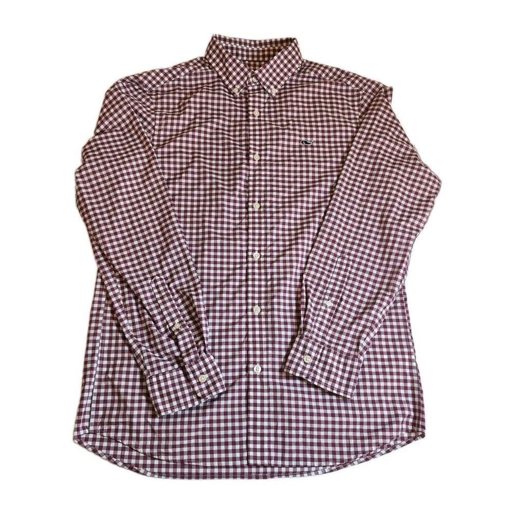 Vineyard Vines Men's Classic Fit Performance Whale Shirt Size S Red Checked LS